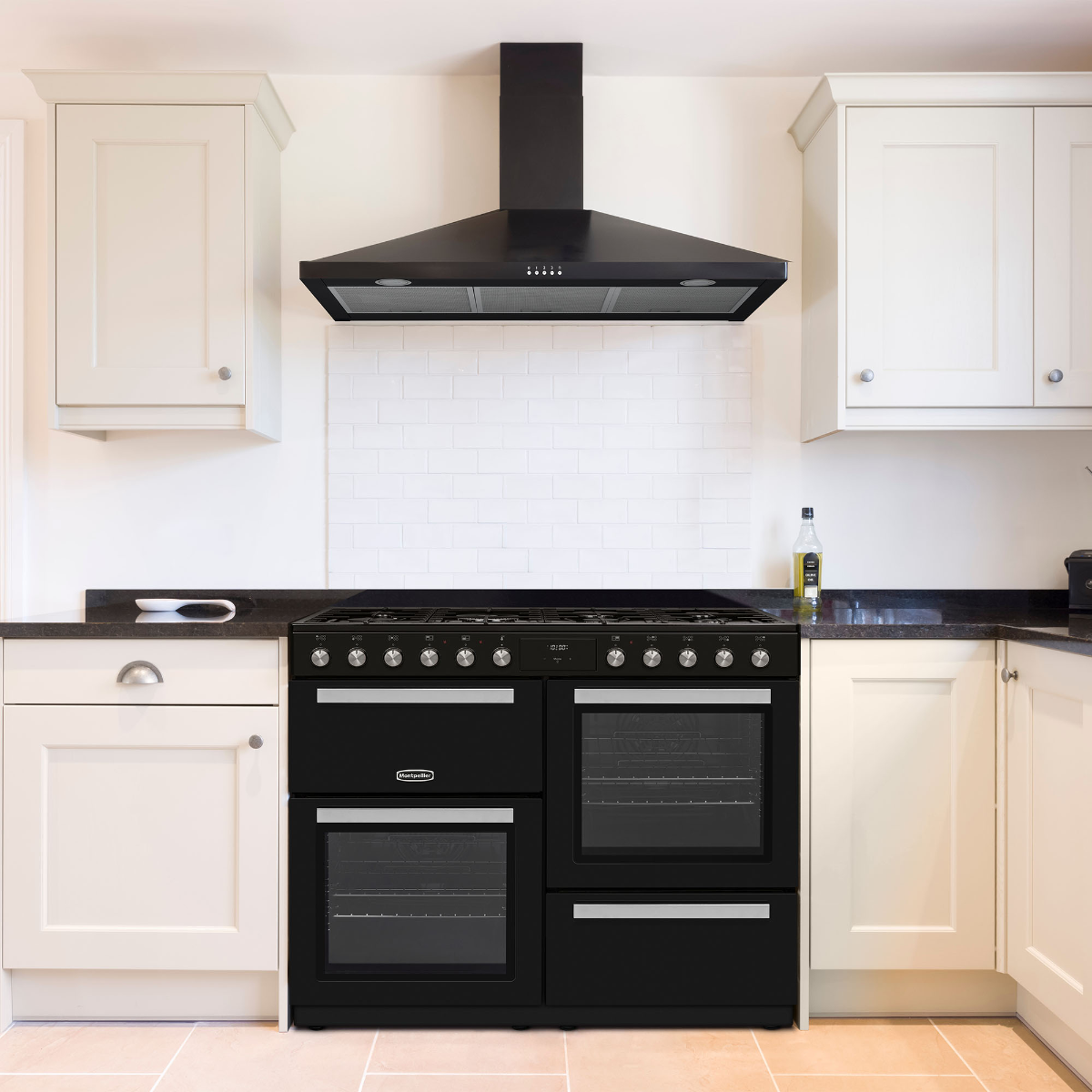 Montpellier Black Mdfrc100k Dual Fuel Range Cooker In