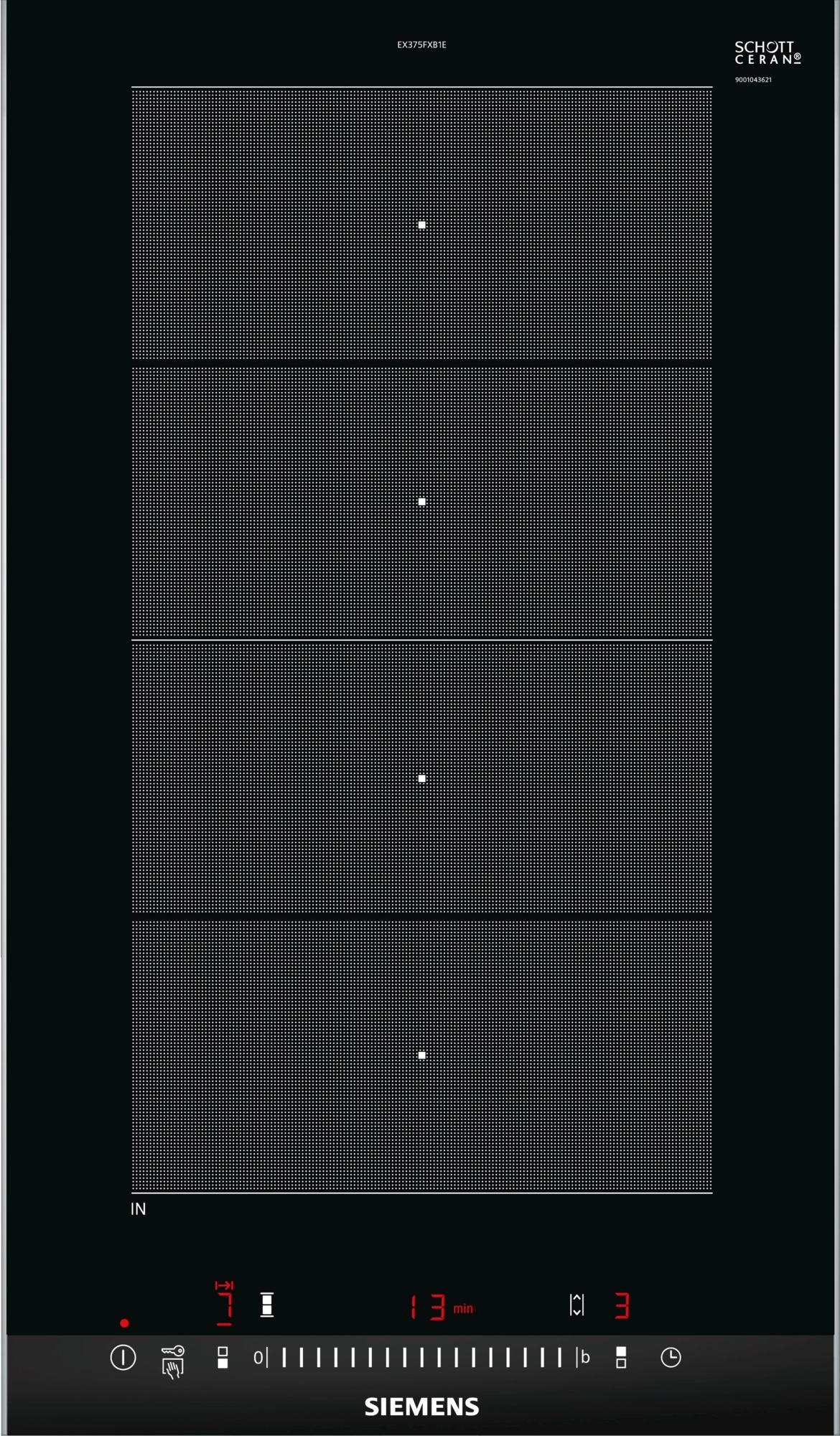 Siemens Black Iq700 Electronic Display 30 Cm Domino Flex Induction Hob Ex375fxb1e
