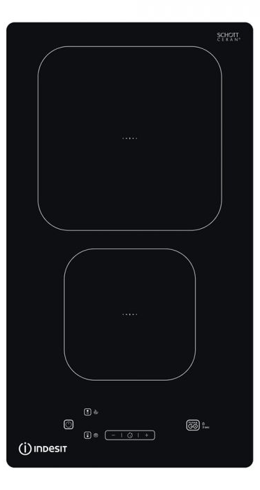 Indesit Black Is19q30ne 30Cm 2 Zone Domino Induction Hob In