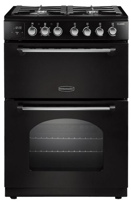 Rangemaster Black Cla60dffbl/C Freestanding 60Cm Dual Fuel Cooker In And Chrome