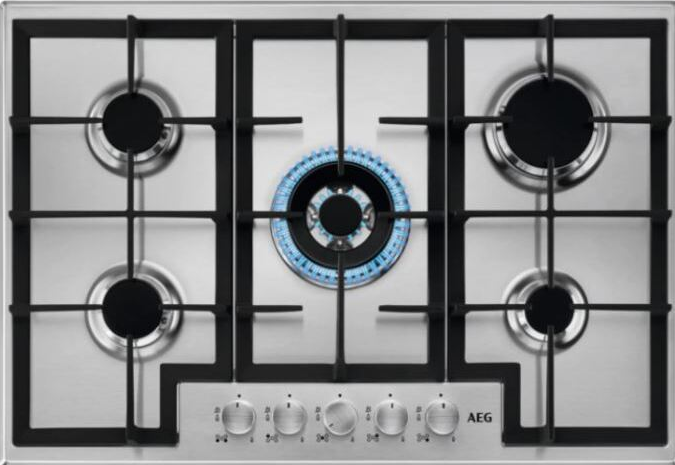 Aeg Hgb75400sm 6000 Series 75Cm 5 Burner Slimline Gas Hob In Stainless Steel