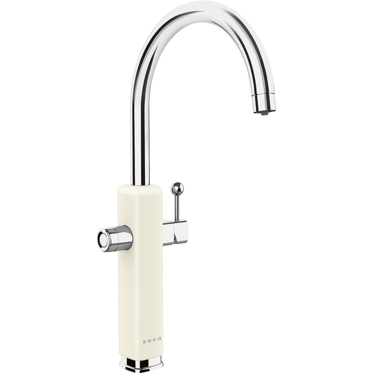Smeg Cream 50'S Style Single Lever Mixer Tap, Gloss Handshower Maf50cr