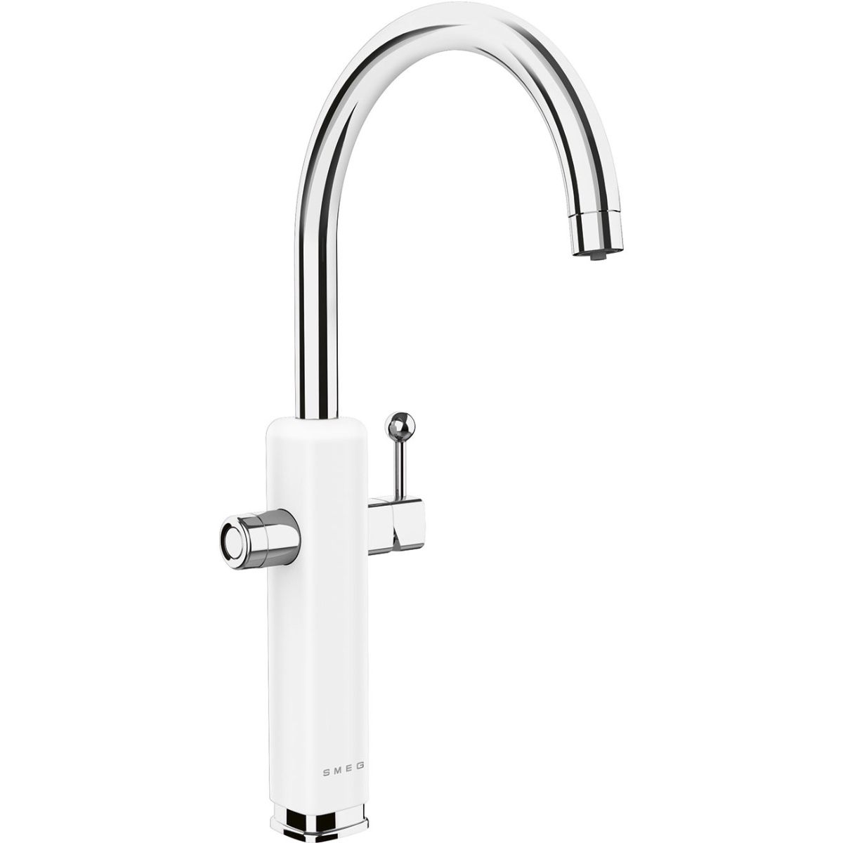 Smeg White 50'S Style Single Lever Mixer Tap, Gloss Handshower Maf50wh