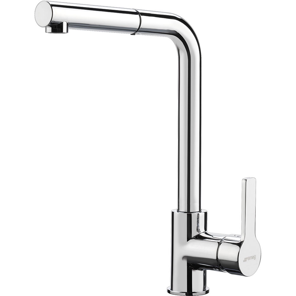 Smeg Single Lever Mixer Tap, Gloss Chrome Pull-Out Spray Handshower Mid1cr