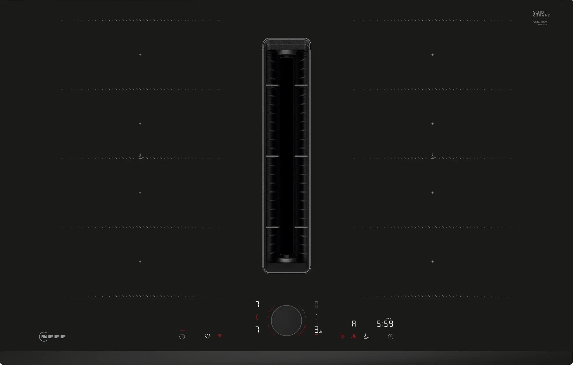 Neff Black N 90 Induction Hob With Integrated Ventilation System 80 Cm Surface Mount Without Frame V68fux4l0