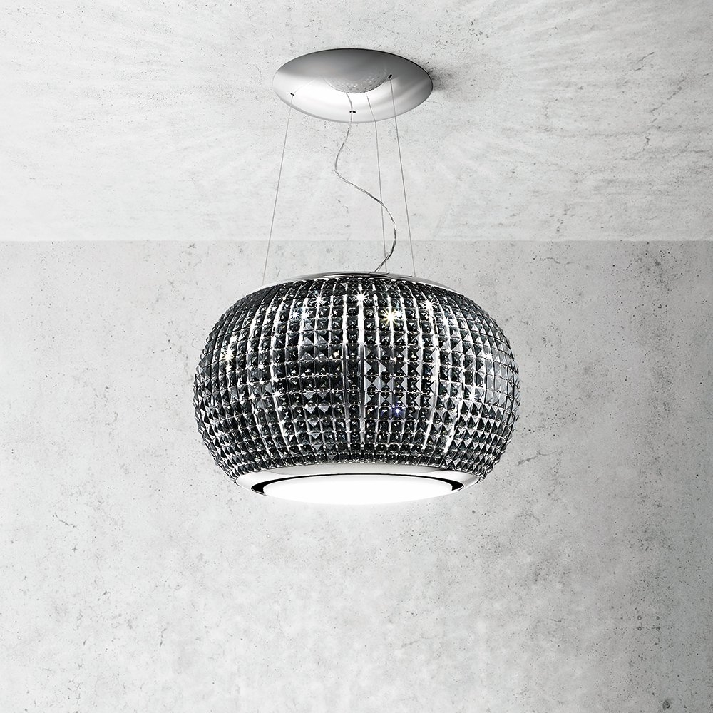 Elica Black Interstellar-B 65Cm Wide Ceiling Mounted Hood - Glass - A Rated