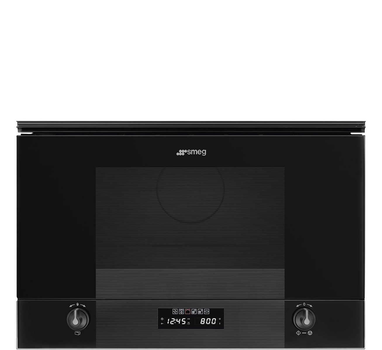 Smeg Black Mp122b3 Linea 22 Litre Built In Microwave With Grill In Glass