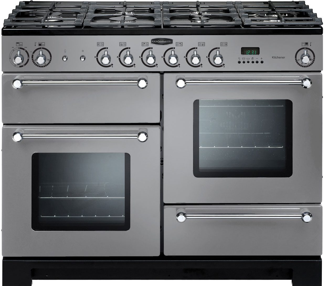 Rangemaster Kitchener 110 Dual Fuel Stainless Steel And Chrome Kch110dffss/C