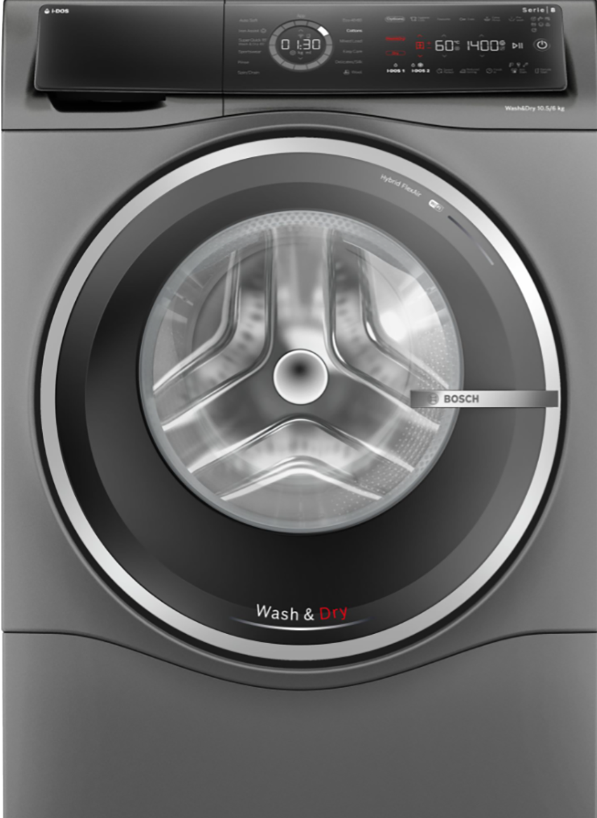 Bosch Series 8 iDos Freestanding Washer Dryer, 10.5kg/6kg Capacity, 1400rpm Spin Speed in Grey - Image 4