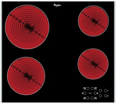 Whirlpool Black Akt8090lx 60Cm 4 Zone Ceramic Hob With Stainless Steel Trim