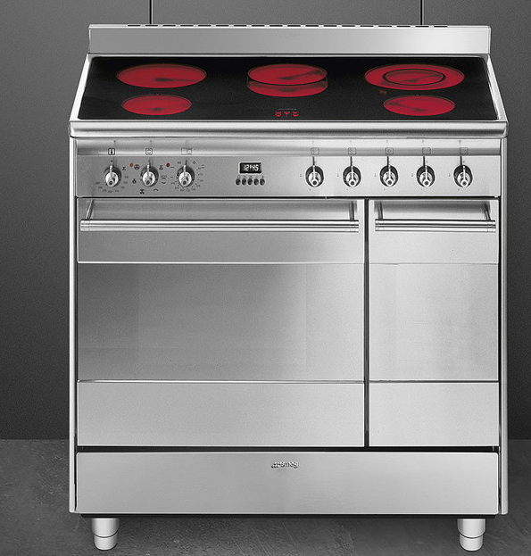 Smeg Light Suk92cmx9 90Cm Concert Electric Range Cooker Stainless Steel