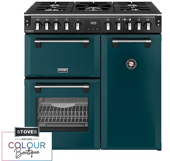 Stoves Green Dx Rca Rich90df 444412007 90Cm Dual Fuel Range Cooker, Deep Marine