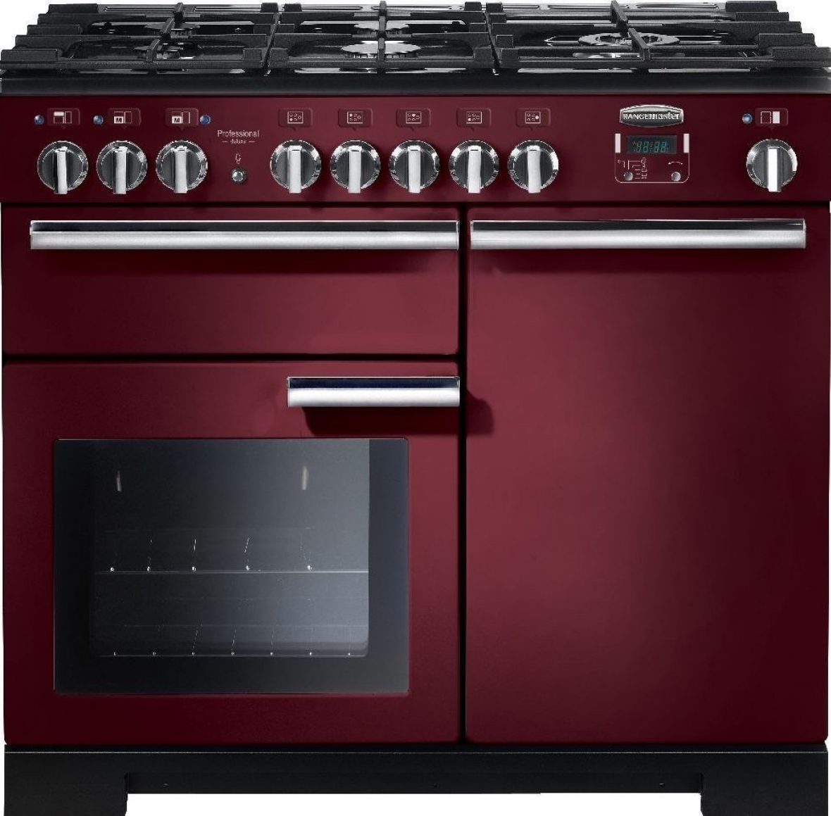 Rangemaster Professional Deluxe 100 Dual Fuel Cranberry And Chrome Pdl100dffcy/C