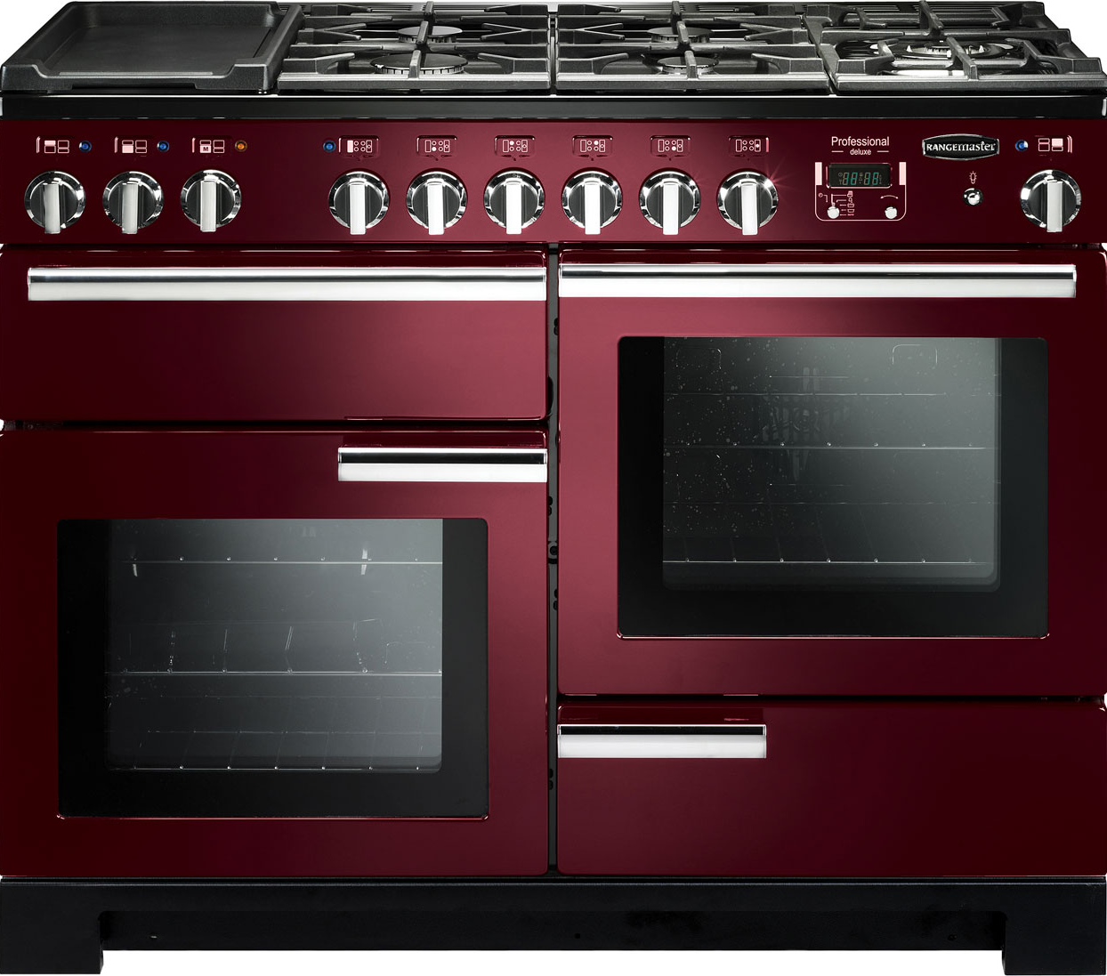 Rangemaster Professional Deluxe 110 Dual Fuel Cranberry And Chrome Pdl110dffcy/C