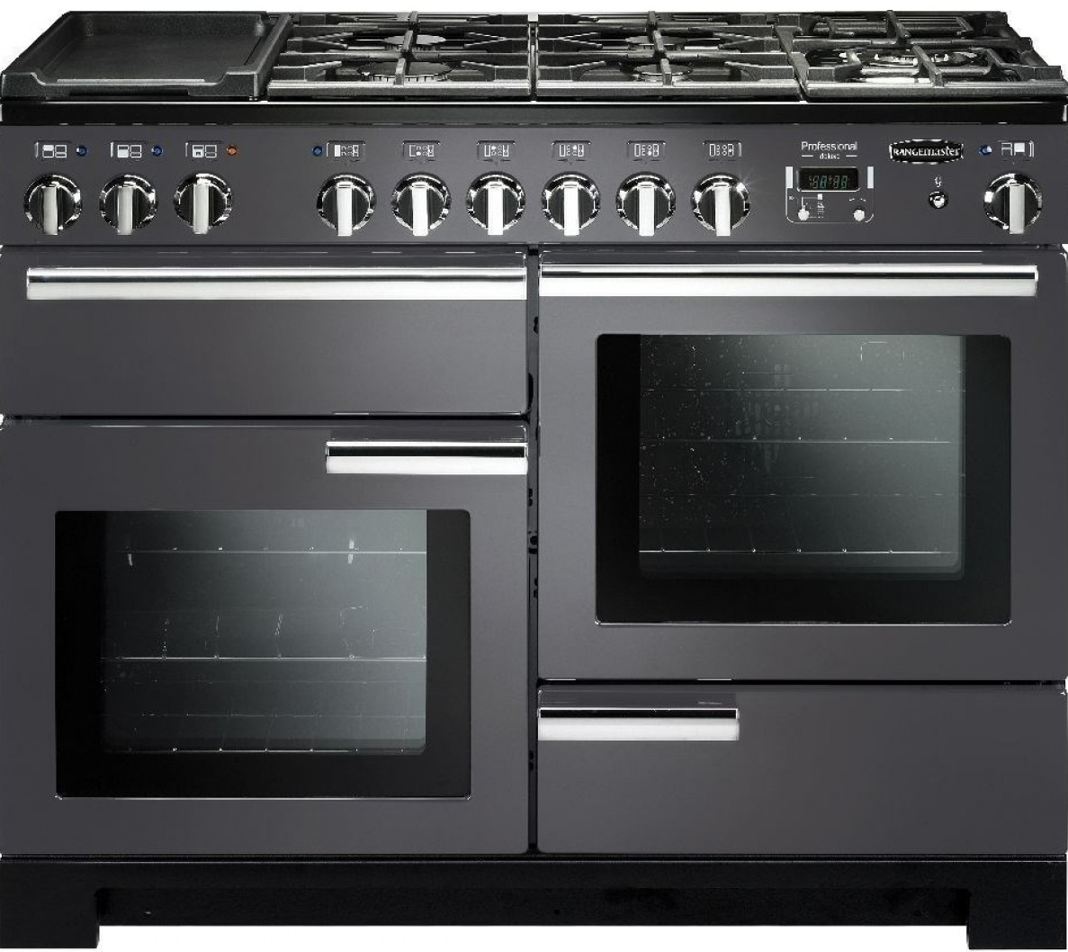 Rangemaster Professional Deluxe 110 Dual Fuel Slate And Chrome Pdl110dffsl/C