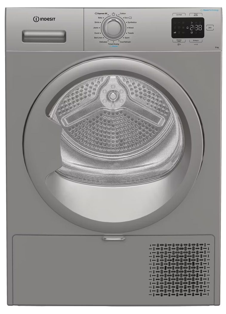 Indesit Silver Cyd92dssuk Freestanding 9Kg Heat Pump Tumble Dryer In