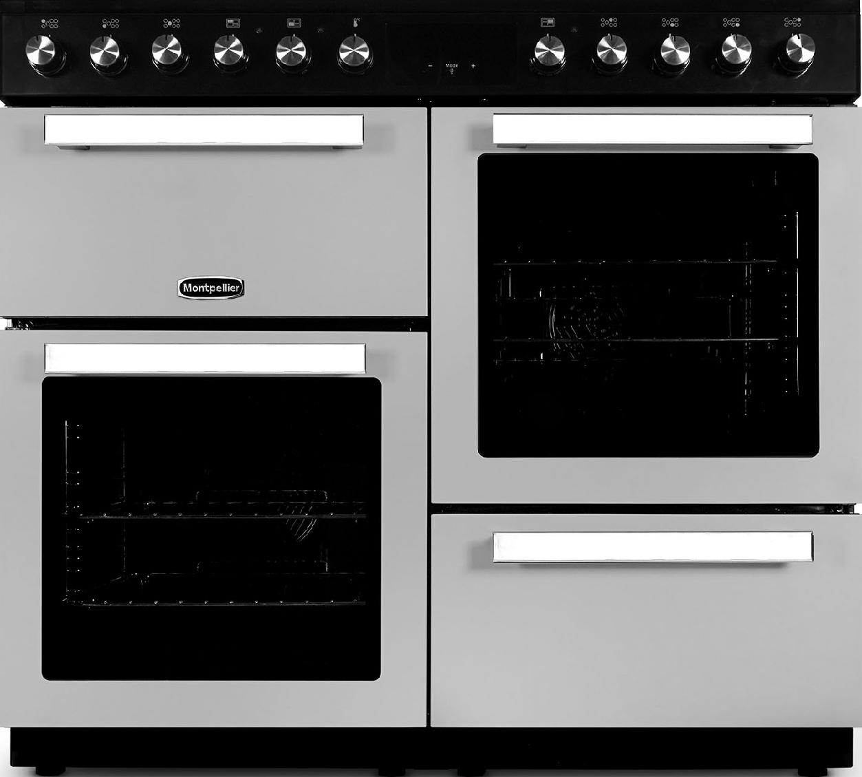 Montpellier Black/Light Mdfrc100x Dual Fuel Range Cooker In Inox