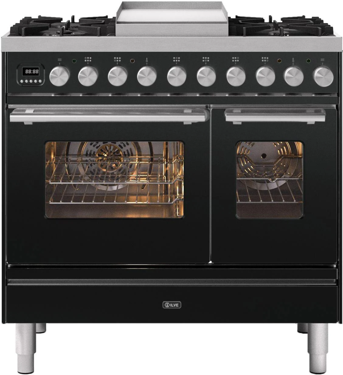Ilve Roma Pd09fwe3/Mg 90Cm Wide Dual Fuel Range Cooker - Matt Graphite
