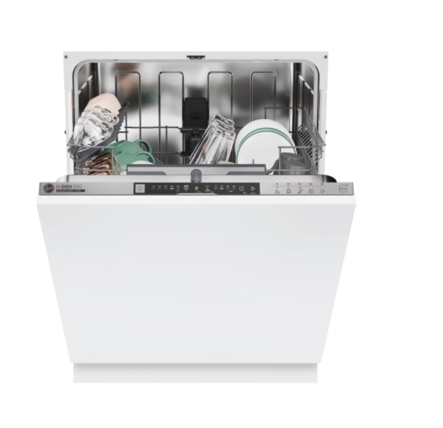 Hoover Silver Hi 4E7l0s-80 Fully Integrated Dishwasher, 14 Place Settings