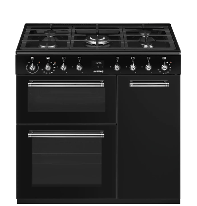 Smeg Black Concert Cx93gmbl 90Cm Dual Fuel Range Cooker