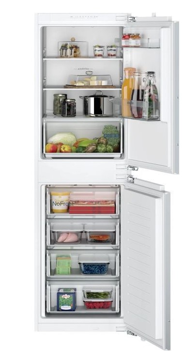 Siemens Iq100, Built-In Fridge-Freezer With Freezer At Bottom, 177.2 X 54.1 Cm, Flat Hinge