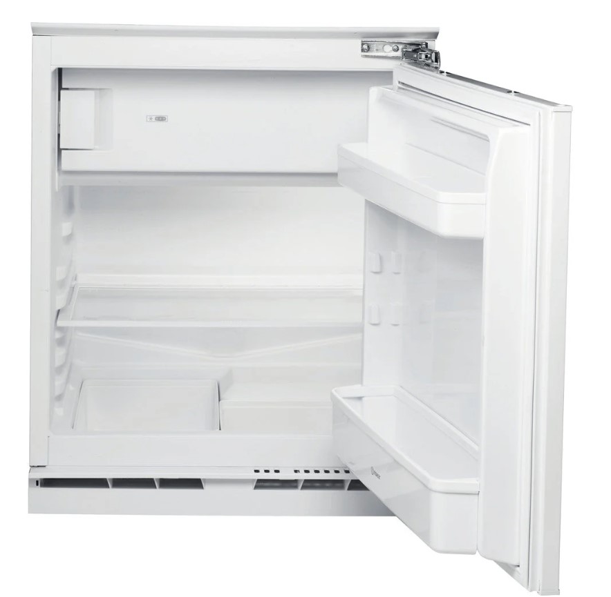 Indesit Light Inbuf011 Built-Under Fridge With Ice Box, Fixed Hinge, Stainless Steel, E Rated
