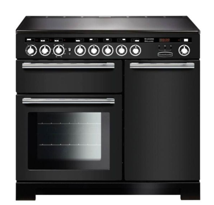Rangemaster Black Edl100eicb/C Encore Deluxe Charcoal With Chrome Trim 100Cm Induction Range Cooker