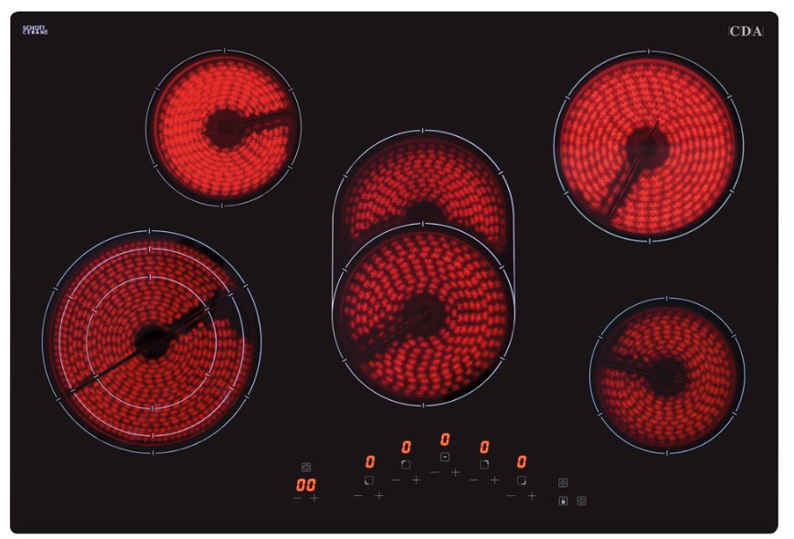 Cda Black Hc7621fr Five Zone Ceramic Hob