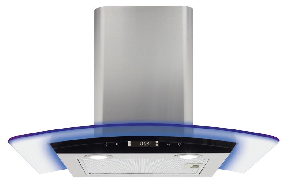 CDA EKP60SS Stainless Steel Curved Glass Extractor With Edge Lighting - Image 6