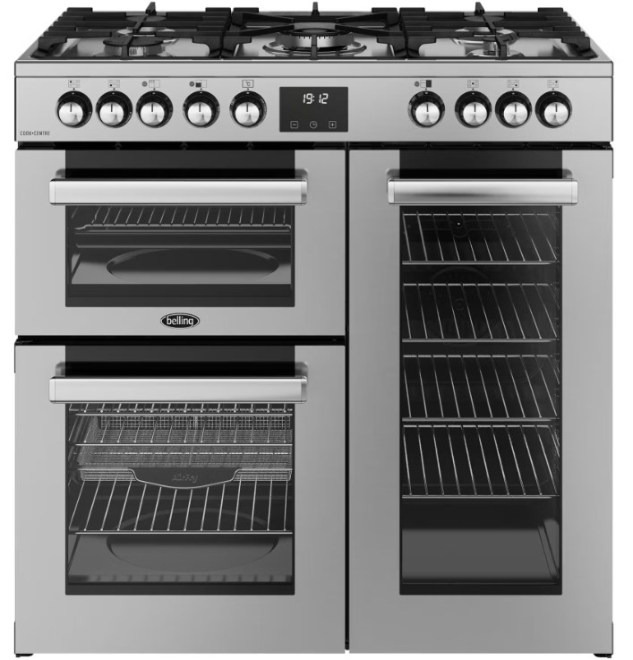 Belling Cookcentre 90Df Dual Fuel Range Cooker - Stainless Steel & Chrome, Stainless Steel - Image 3