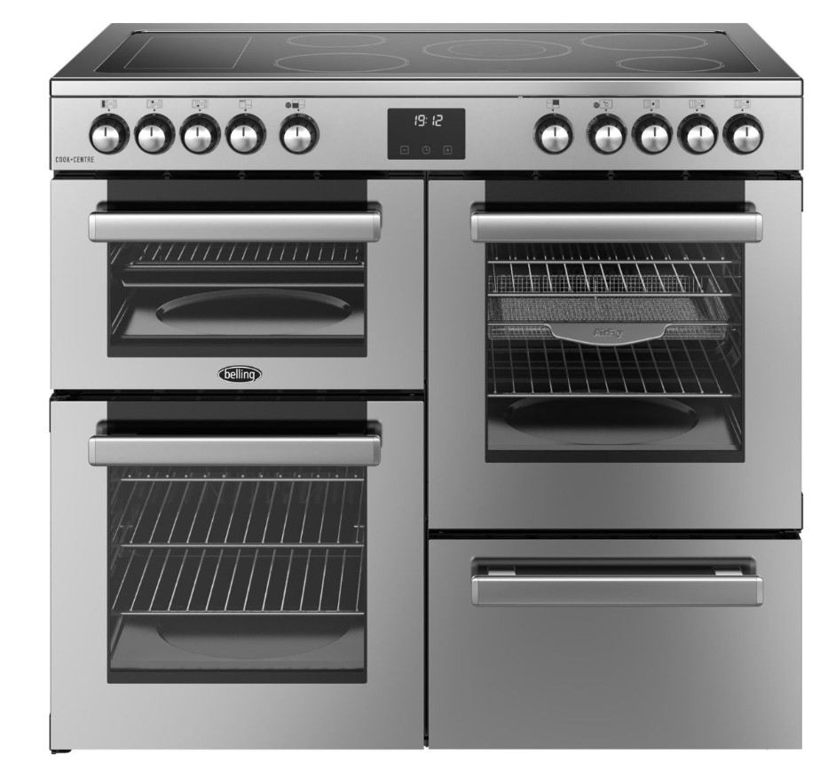 Belling Black Cookcentre 100Ei Sta Cookcentre 100Cm Induction Range Cooker In Stainless Steel