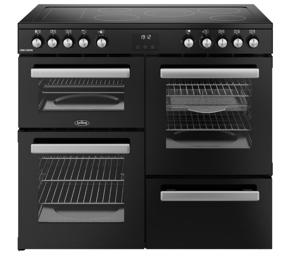 Belling Black 444411797 Cookcentre 100E Cookcentre 100Cm Ceramic Range Cooker In