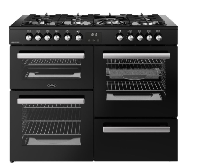 Belling Black Rca Cookcentre 444411805 110Df 110Cm Dual Fuel Range Cooker,