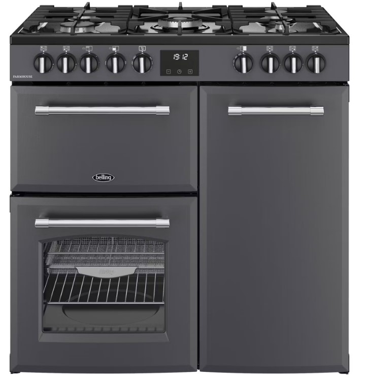 Belling Anthracite 444411819 90Cm Wide Farmhouse Dual Fuel Range Cooker In