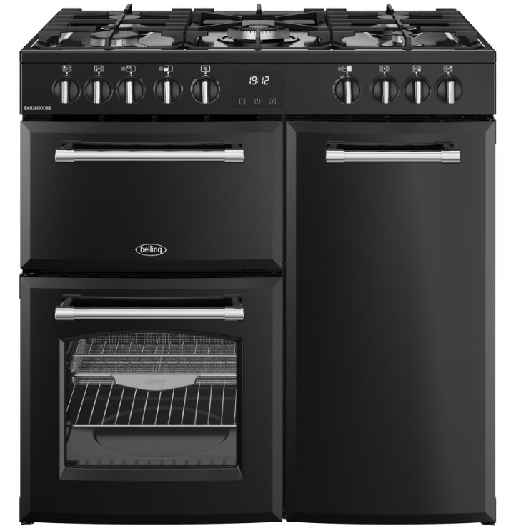 Belling Black 444411817 90Cm Wide Farmhouse Ceramic Range Cooker In