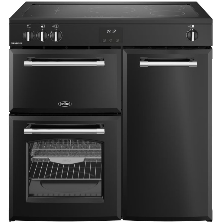 Belling Black 444411823 90Cm Wide Farmhouse Induction Range Cooker In