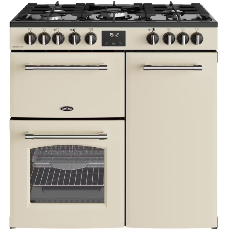 Belling Cream 444411821 90Cm Wide Farmhouse Dual Fuel Range Cooker In