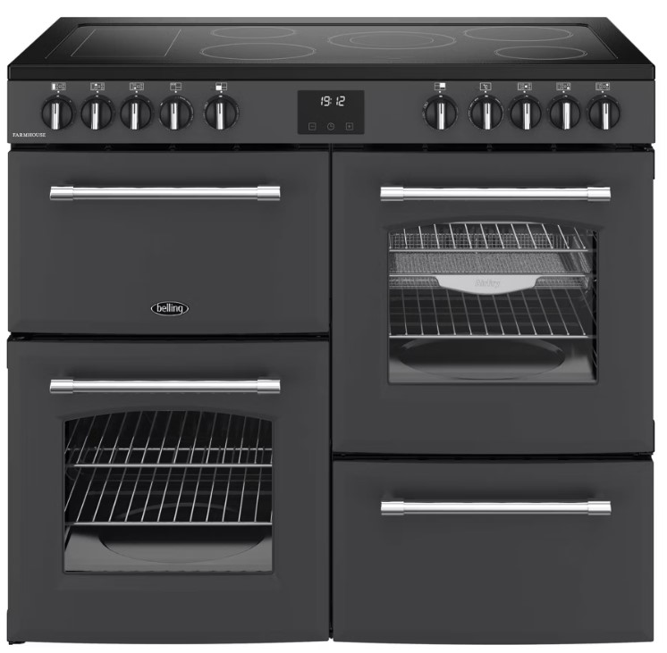 Belling Anthracite 444411825 100Cm Wide Farmhouse Ceramic Range Cooker In