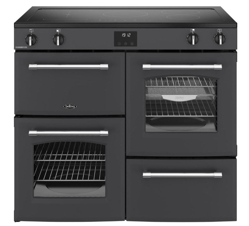Belling Anthracite Farmhouse 100Ei Ant Farmhouse 100Cm Induction Range Cooker In