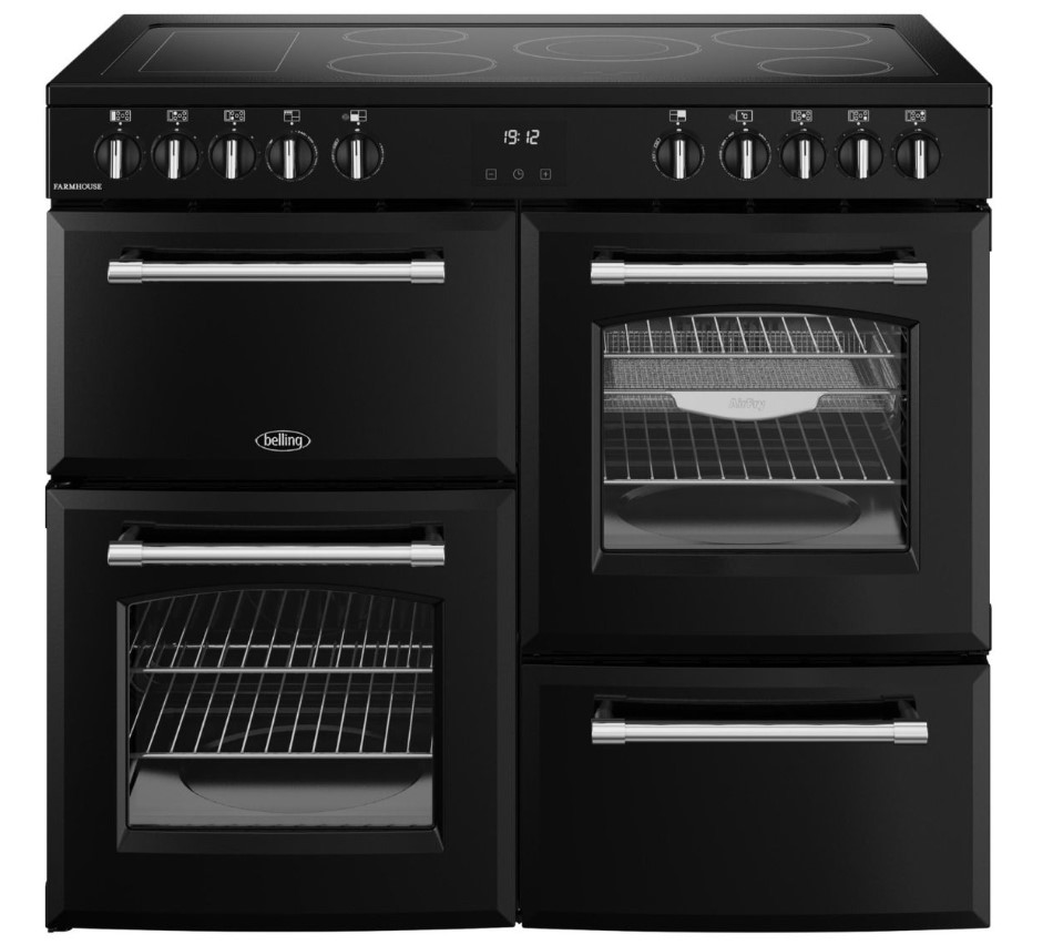 Belling Black Farmhouse 100E Blk Farmhouse 100Cm Ceramic Range Cooker In 444411826