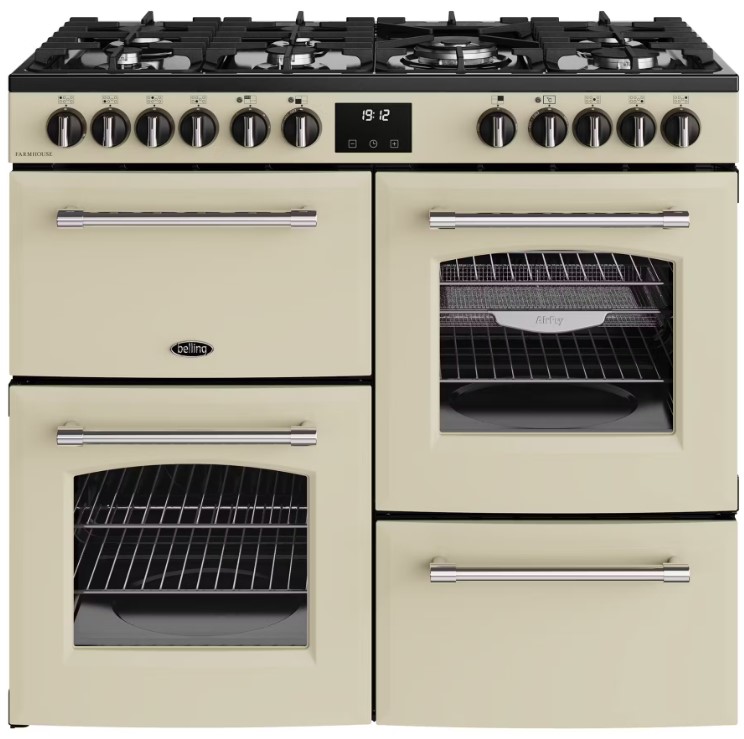 Belling Cream 444411830 100Cm Wide Farmhouse Dual Fuel Range Cooker In