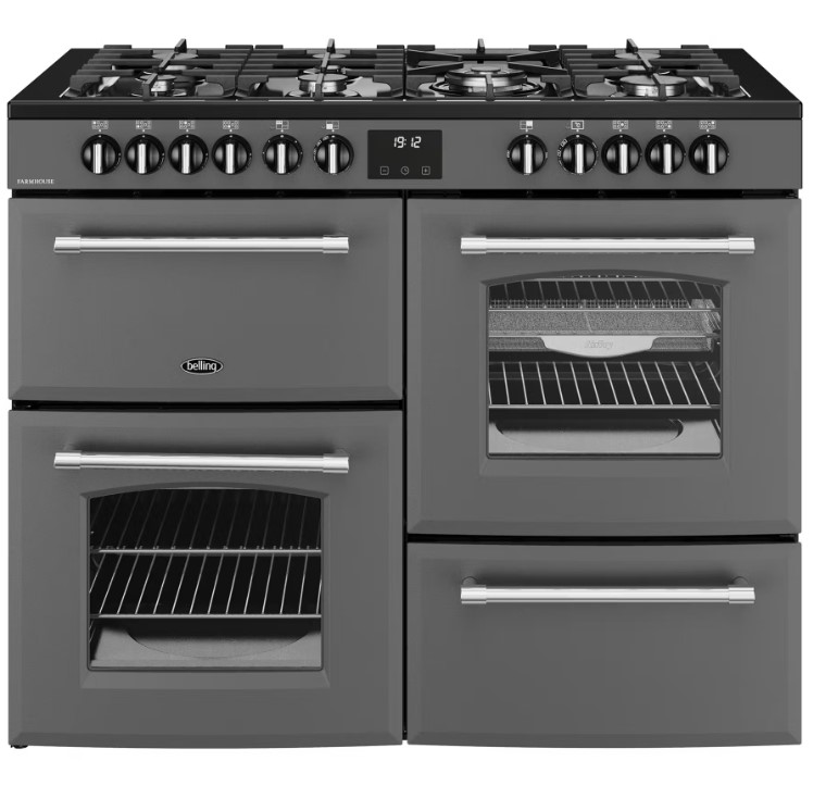 Belling Anthracite 444411837 110Cm Wide Farmhouse Dual Fuel Range Cooker In