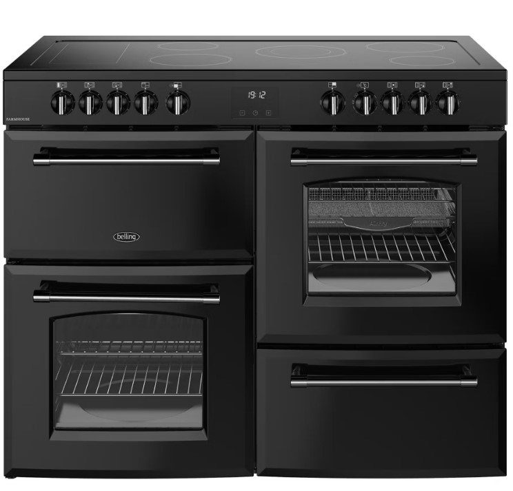 Belling Black 444411835 110Cm Wide Farmhouse Ceramic Range Cooker In