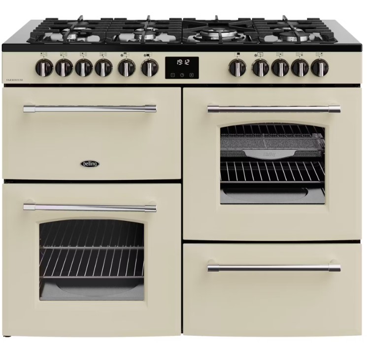 Belling Cream 444411839 110Cm Wide Farmhouse Dual Fuel Range Cooker In