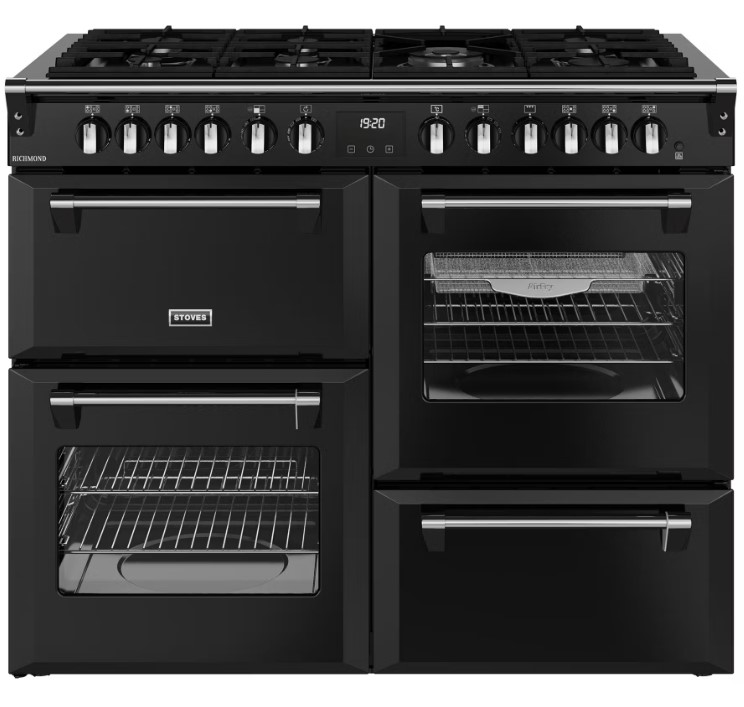Stoves Black 444411862 110Cm Wide Richmond Dual Fuel Range Cooker In