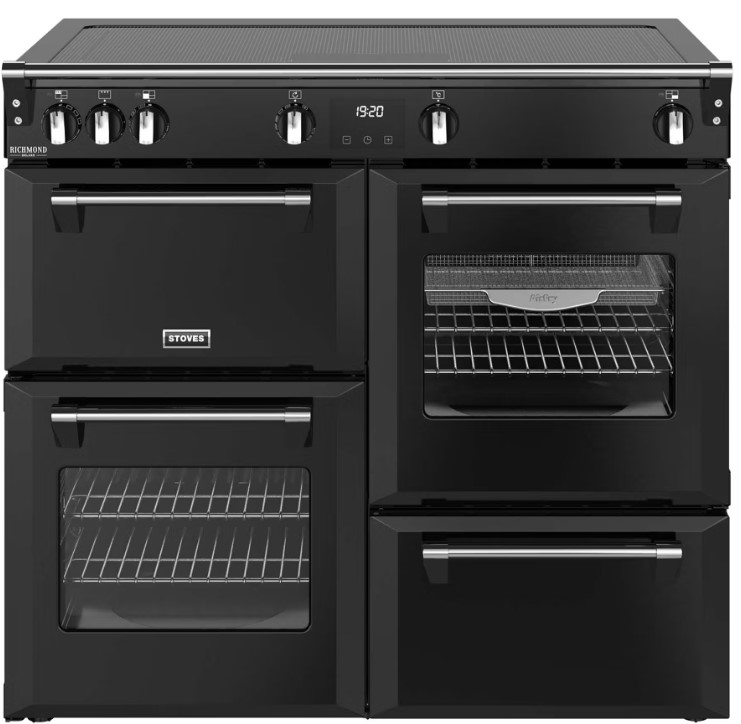 Stoves Richmond Deluxe 100Ei Zls 100Cm Electric Range Cooker With Induction Hob - Black - A/A/A Rated - Image 2
