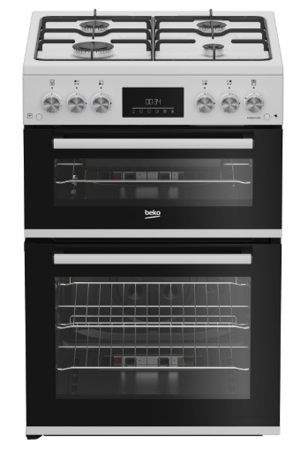Beko White 60Cm Double Oven Gas Cooker Edg6231w