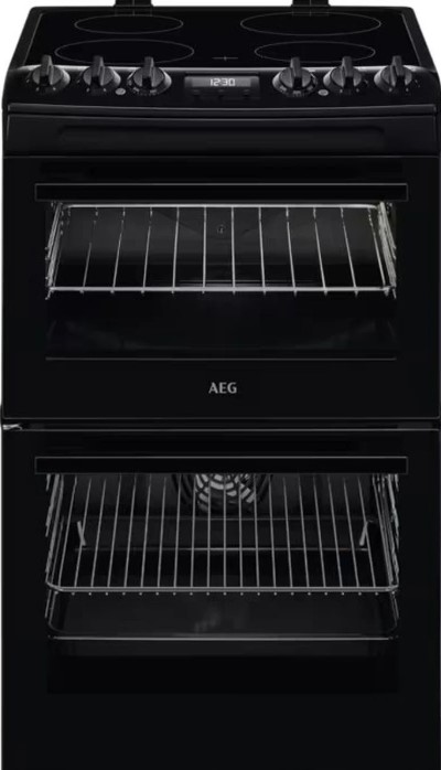 Aeg Black Ccx1530acb - Ceramic Electric Cooker With Double Oven - 77/39L Capacity - A Energy Rating