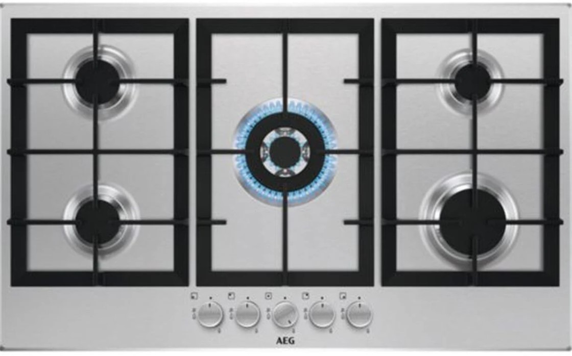 Aeg 3000 Series Hgx95320sm 86Cm Wide 5 Burner Gas Hob - Stainless Steel