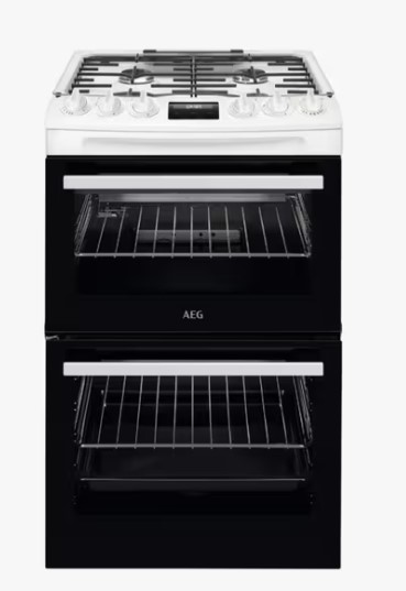 AEG 550mm Double Gas Cooker 4-Burner Gas Hob White CGX1130ACW - Image 2